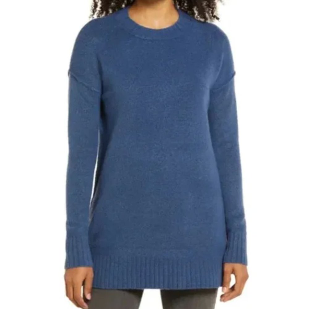 Caslon Side Snap Sweater Tunic In Blue Ensign NWT